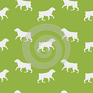 Seamless pattern. Running and jumping central asian shepherd dog puppy. Dog silhouette. Endless texture. Design for