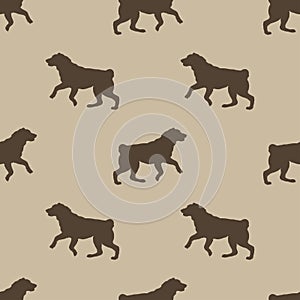 Seamless pattern. Running and jumping central asian shepherd dog puppy. Dog silhouette. Endless texture. Design for