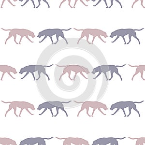 Seamless pattern. Running russian hound isolated on a white background. Endless texture. Design for wallpaper, fabric