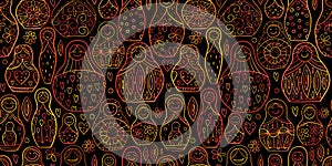 Seamless pattern with russian nesting dolls, Matryoshka