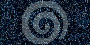 Seamless pattern with russian nesting dolls, Matryoshka