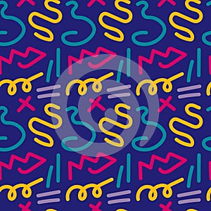 Seamless pattern 90s with squiggle fun. photo