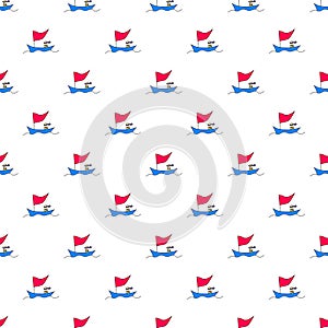 Seamless pattern with sailboats and sailors