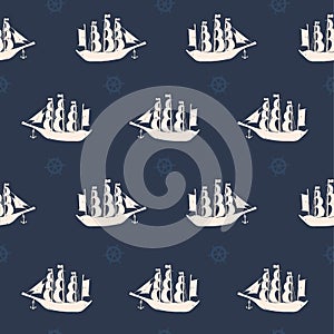 Seamless pattern with sailing ships.