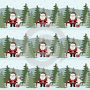 Seamless pattern santa with gifts in Christmas