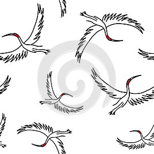 seamless pattern sarus crane bird, animal vector illustration