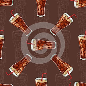 Seamless pattern scetch and color cola