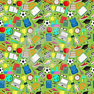 Seamless pattern. School. School icon set. Vector stock illustration