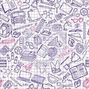 Seamless pattern with school stuff