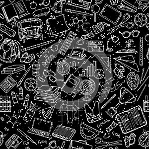 Seamless pattern with school stuff