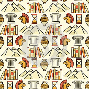 Seamless pattern of the school subject of history