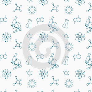 Seamless pattern with science icons collection