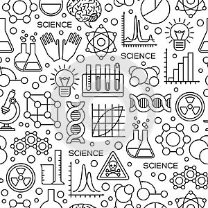 Seamless Pattern with Science Line Icons