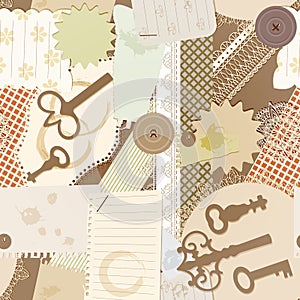 Seamless pattern with scrapbook design elements