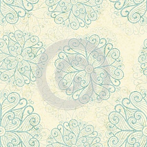 Seamless pattern with sea green snowflakes