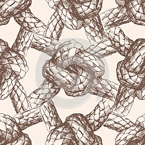 Seamless pattern of sea knots from rigging rope