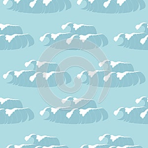 Seamless pattern with sea waves on a blue background.