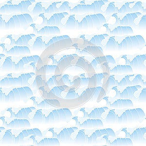 Seamless pattern with sea waves on a white background.