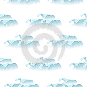 Seamless pattern with sea waves on a white background.