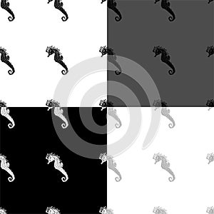 Seamless pattern with seahorses