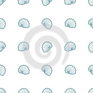 Seamless pattern with seashells, spiral sea shells