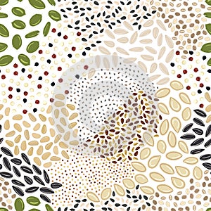 Seamless pattern of seeds. Kitchen, cooking print