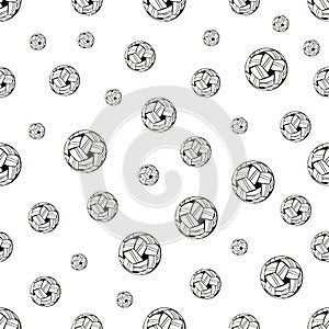 Seamless pattern with sepak takraw on white background .