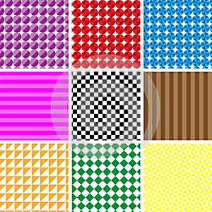 Seamless pattern, Set of 9 geometrics seamless pattern