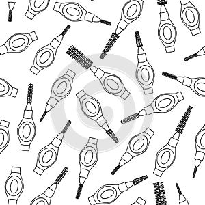 Seamless pattern set interdental brush orthodontic braces personal products hygiene. Modern design paper, cover, fabric