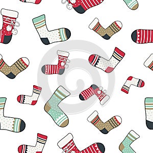 Seamless pattern with set of socks