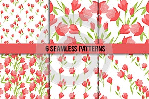 Seamless pattern set with tulips