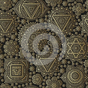 Seamless pattern with seven chakras