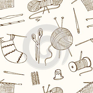 Seamless pattern for sewing, knitting, crafts, hobbies.