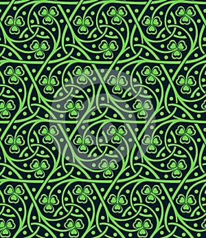 Seamless pattern with shamrock