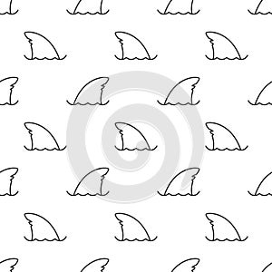 Seamless pattern shark fin line icon vector white background.