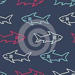 Seamless pattern with sharks.