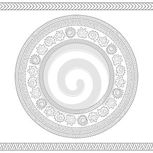 Seamless pattern with shells and Polynesian patterns. Vector illustration. photo