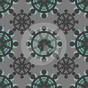 Seamless pattern with ship wheels.
