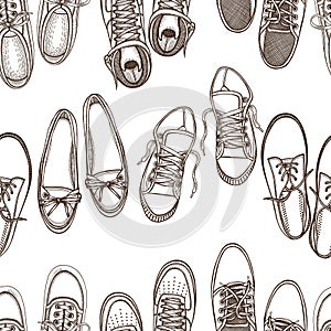 Seamless pattern of shoes