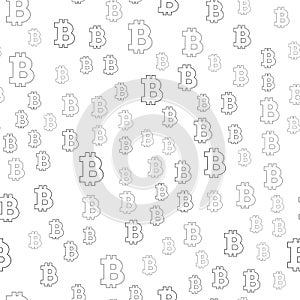 Seamless pattern sign Bitcoin. Black on a white background.