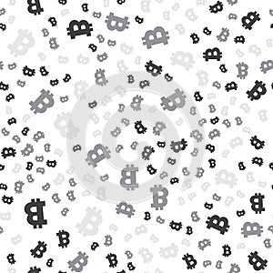 Seamless pattern sign Bitcoin. Black on a white background.