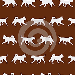 Seamless pattern. Silhouette of dogs different breeds. Endless texture. Design for fabric, decor, wallpaper, wrapping
