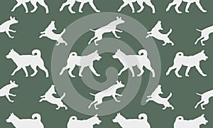 Seamless pattern. Silhouette dogs different breeds in various poses. Endless texture. Design for fabric, decor