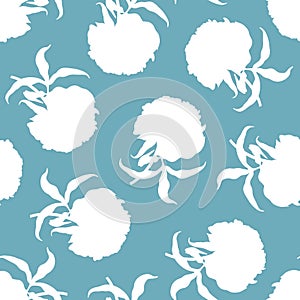 Seamless pattern with silhouettes of peonies