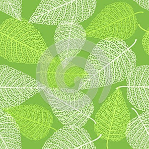 Seamless pattern with skeletons of leaves