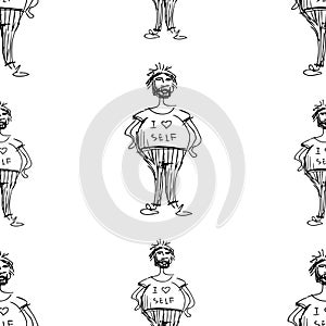 Seamless pattern of sketch of a lazy man