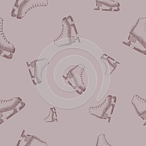 Seamless pattern with sketch skates