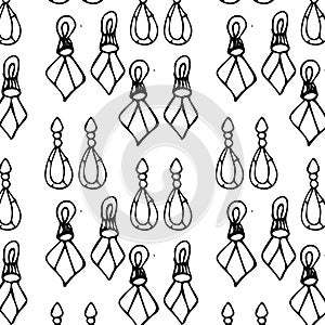 Seamless pattern of sketches earrings - female jewerly