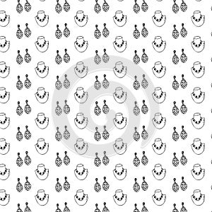 Seamless pattern of sketches various female jewerly
