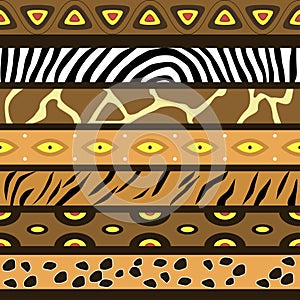 Seamless pattern with the skins of African animals photo